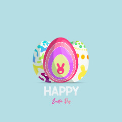 Happy easter day poster, invitation card with 3 different eggs style