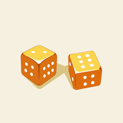 Illustration of golden dices shows the sum of the number eight