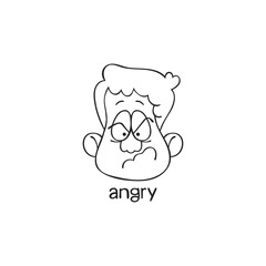 Angry. Emotion. Human face. Cartoon character. Isolated vector object on white background.