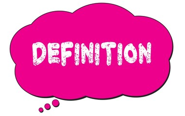 DEFINITION text written on a pink thought bubble.