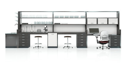 Laboratory furniture isolated on the white background. 3d illustration