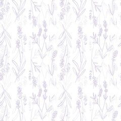 Lavender purple vector seamless pattern. Violet lavender hand draw background.
