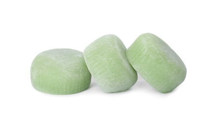 Delicious mochi on white background. Traditional Japanese dessert