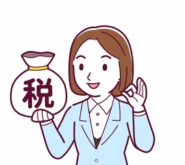 Young woman in a light blue suit