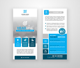Double-sided DL flyer design. Brochure or flyer template. Layout with modern elements and photo space.