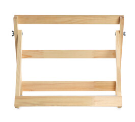 Empty wooden easel isolated on white. Equipment for art