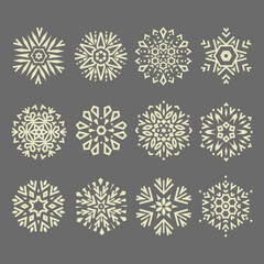 Snowflakes icon collection. Graphic modern gray ornament