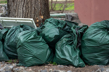 a bunch of bags of rubbish, waste recycling