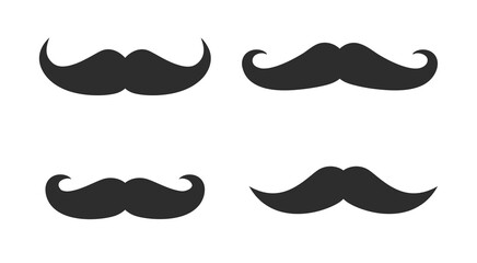 Vector whisker hipster black charlie chaplin moustache set. Cartoon dad moustache icon - obrazy, fototapety, plakaty