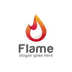 simple Fire flame logo design on white background