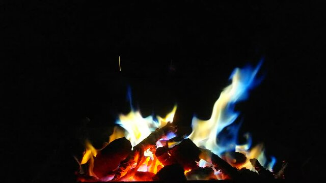 colorful fire on the camping like a rainbow