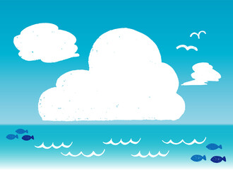 夏の海のイラストセット。