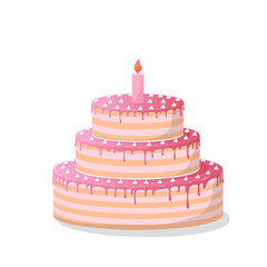 ill of a pink birthday cake on white