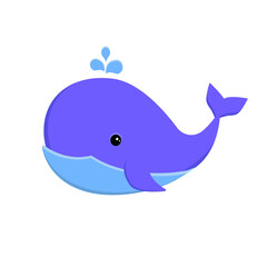 Blue whale with spray of water.