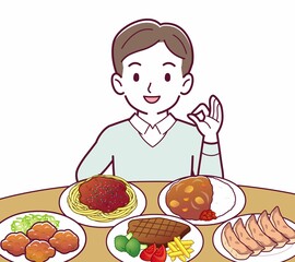 たくさん食べ物を食べる人