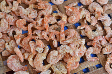 Dry small shrimp food, Sun dried is an asian food preservative method.