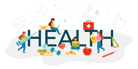 Fototapeta na wymiar Health typographic header. Idea of life safety and health care