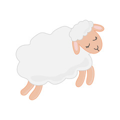 Illustration with sheep. Isolated on white background. For books, children's books, books about animals, stickers, magazines, design, factories, business
