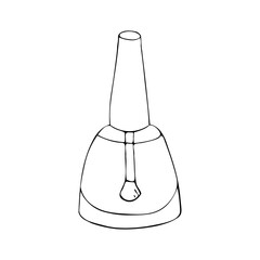 Triangular bottle of clear nail polish with brush. Isolated vector illustration.