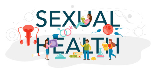 Sexual health typographic header. Sexual health lesson for young people