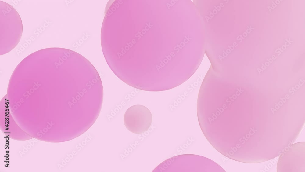 Aufkleber Beauty fashion 3d background with pink liquid blobs. soap bubbles. seamless loop animation.