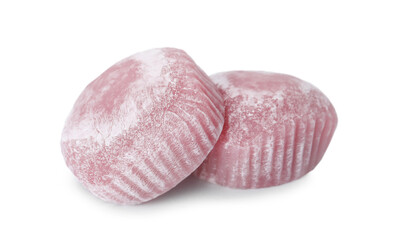 Delicious mochi on white background. Traditional Japanese dessert