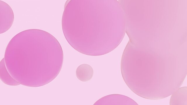 Beauty fashion 3d background with pink liquid blobs. soap bubbles. seamless loop animation.