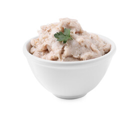 Lard spread in bowl isolated on white