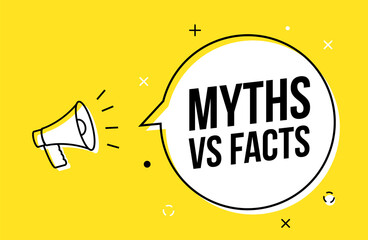 Myths and facts logo vector megaphone background. Check fact truth fake concept - obrazy, fototapety, plakaty