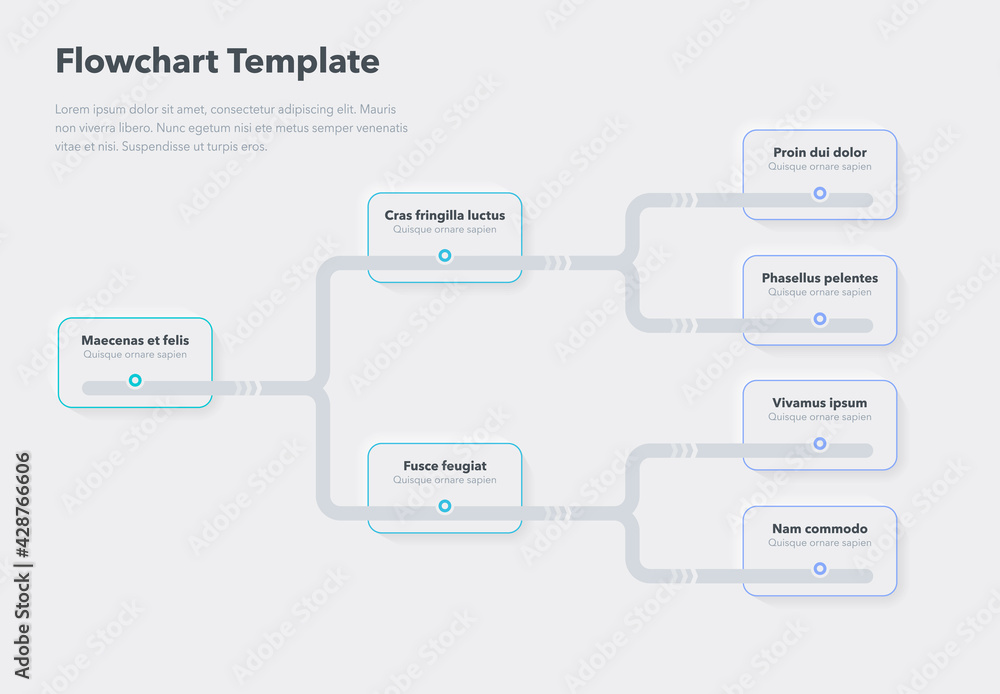 Poster Simple infographic for flowchart template with place for your content. Flat design, easy to use for your website or presentation.