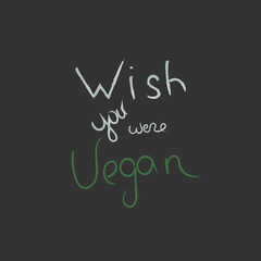 Wish you were vegan. Vector isolated text. Veganism. Call to action. Motivating text. Lettering.