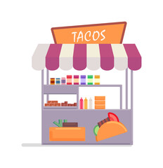 Tacos street food market isolated on white background
