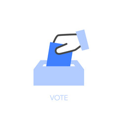 Vote symbol with a ballot box and a hand holding a voting paper. Easy to use for your website or presentation.