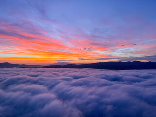 Sea of Mist, beautiful mist with the mountains during sunrise time. Taken at Yala province in Thailand.