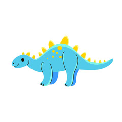 Cartoon dinosaur - stegosaurus. Cute character for children. Vector illustration in cartoon style.