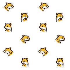 Simple trendy animal pattern with cheetah head. Outline vector illustration for prints, clothing, packaging and postcards.
