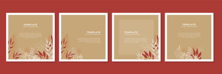 Social media stories, posts, highlights templates. Abstract floral vector backgrounds with copy space for text