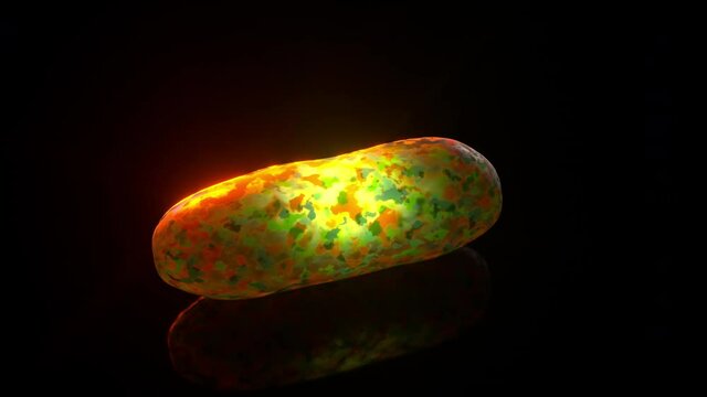 Radioactive uranium mineral. 3D render animation