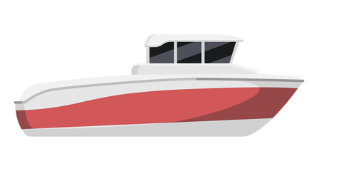 Ferryboat speed motor boat isolated on white