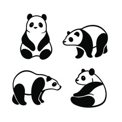 Cartoon panda bear sketch line icon. Сute animals set of icons. Childish print for nursery, kids apparel, poster, postcard, pattern.