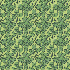 Drawing, green foliage, leaves, floral seamless pattern, nature abstract background vector. Line art botanical greenery illustration graphic design print, fabric, wallpaper. Trendy green colors