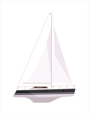 Luxury yacht ship with mast isolated on white