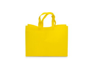 Yellow paper bag on isolated white background