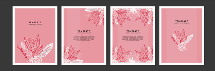 Social media stories, posts, highlights templates. Abstract floral vector backgrounds with copy space for text