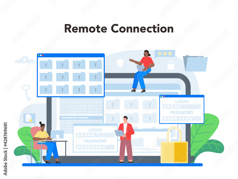 Poster system administrator online service or platform. technical work with server