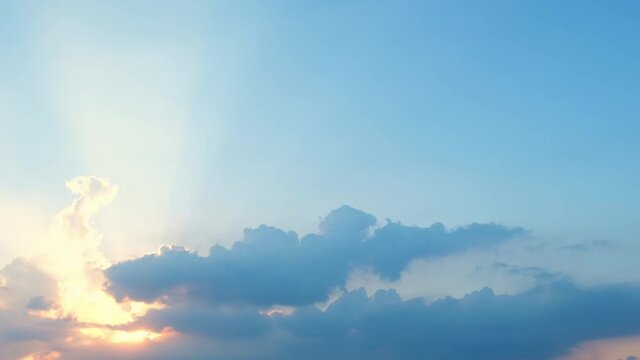 4K Time lapse, beautiful sky with clouds background, Sky with clouds weather nature cloud blue, Blue sky with clouds and sun, Clouds At Sunrise.