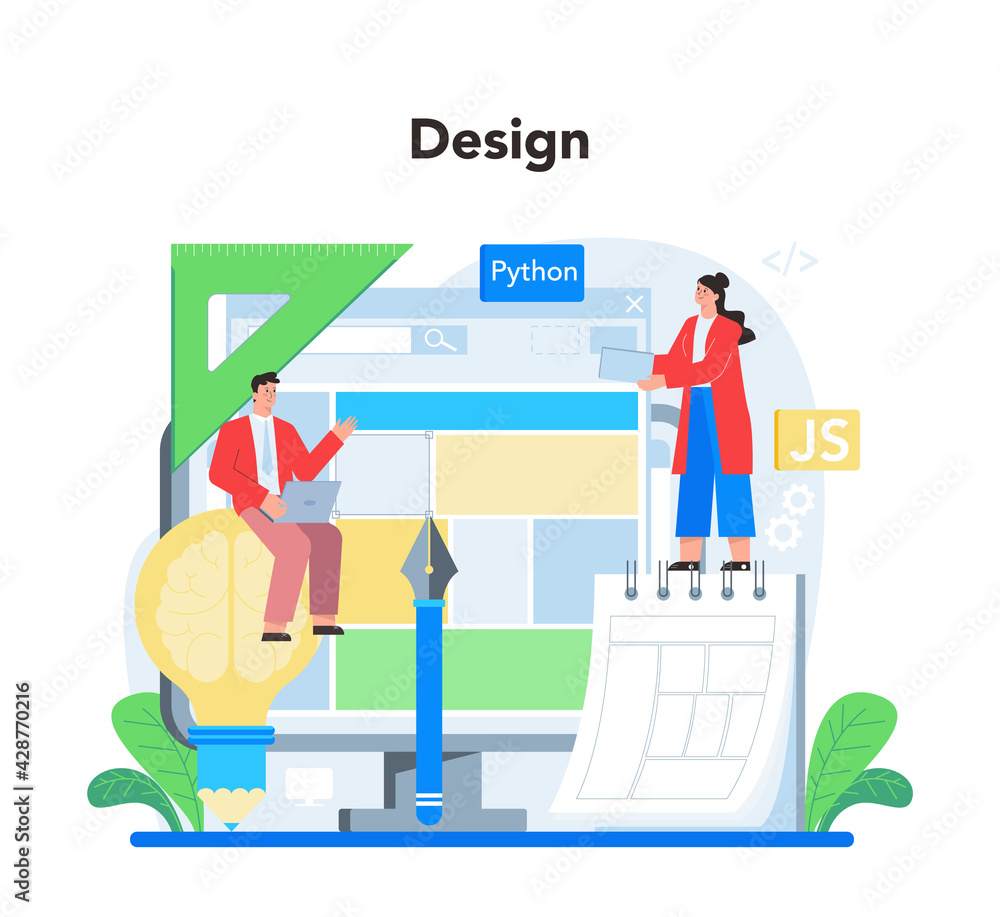 Poster web development concept. website optimization and web page interface