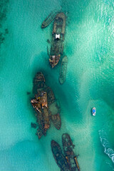 Tangalooma wrecks aerial topdown