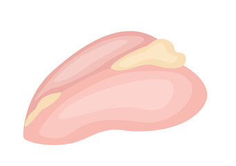 Cartoon raw chicken fillet isolated on white background