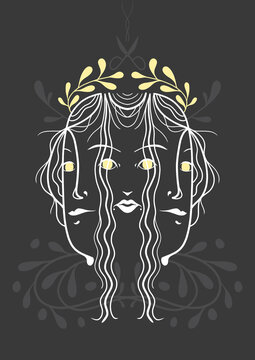 Illustration Parques Parcae s&oelig;urs mythologie histoire ciseaux